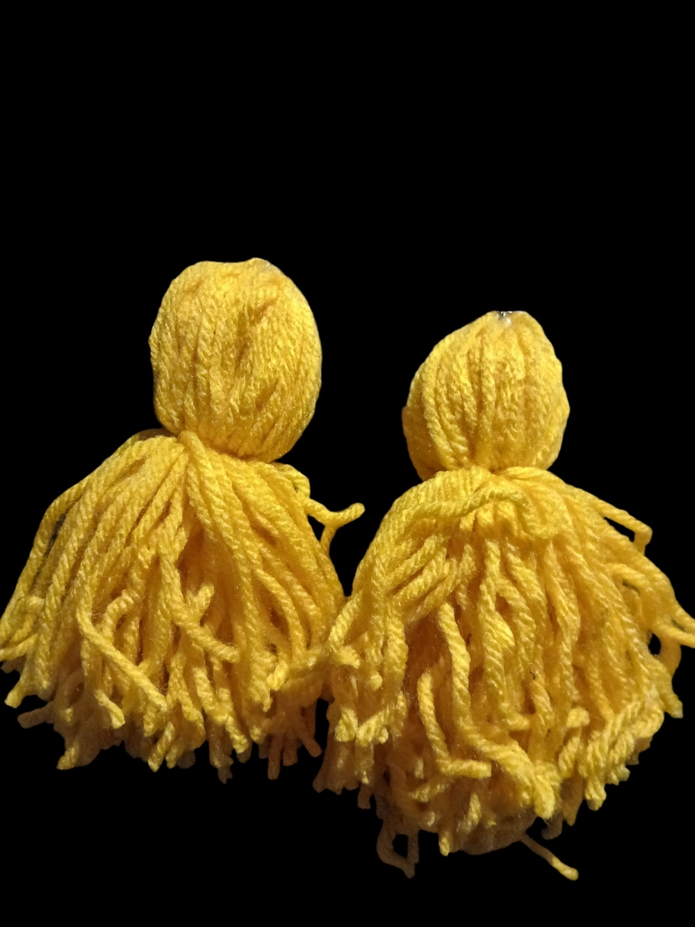 Handmade Yellow Yarn Tassel Earrings